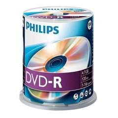 Компакт-диск Philips DVD-R 4.7GB CAKE BOX, 100 шт. цена и информация | Виниловые пластинки, CD, DVD | kaup24.ee