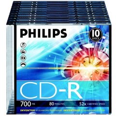 Philips CD-R 80 700MB SLIM CASE 10 цена и информация | Виниловые пластинки, CD, DVD | kaup24.ee
