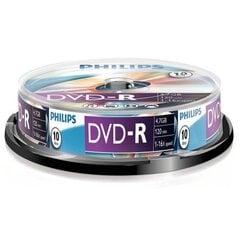 Компакт-диск Philips DVD-R 4.7GB CAKE BOX, 10 шт. цена и информация | Виниловые пластинки, CD, DVD | kaup24.ee