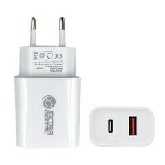 Extra Digital USB+ Type C: 220V, 36W, 3A, PD+QC3.0 hind ja info | Mobiiltelefonide laadijad | kaup24.ee