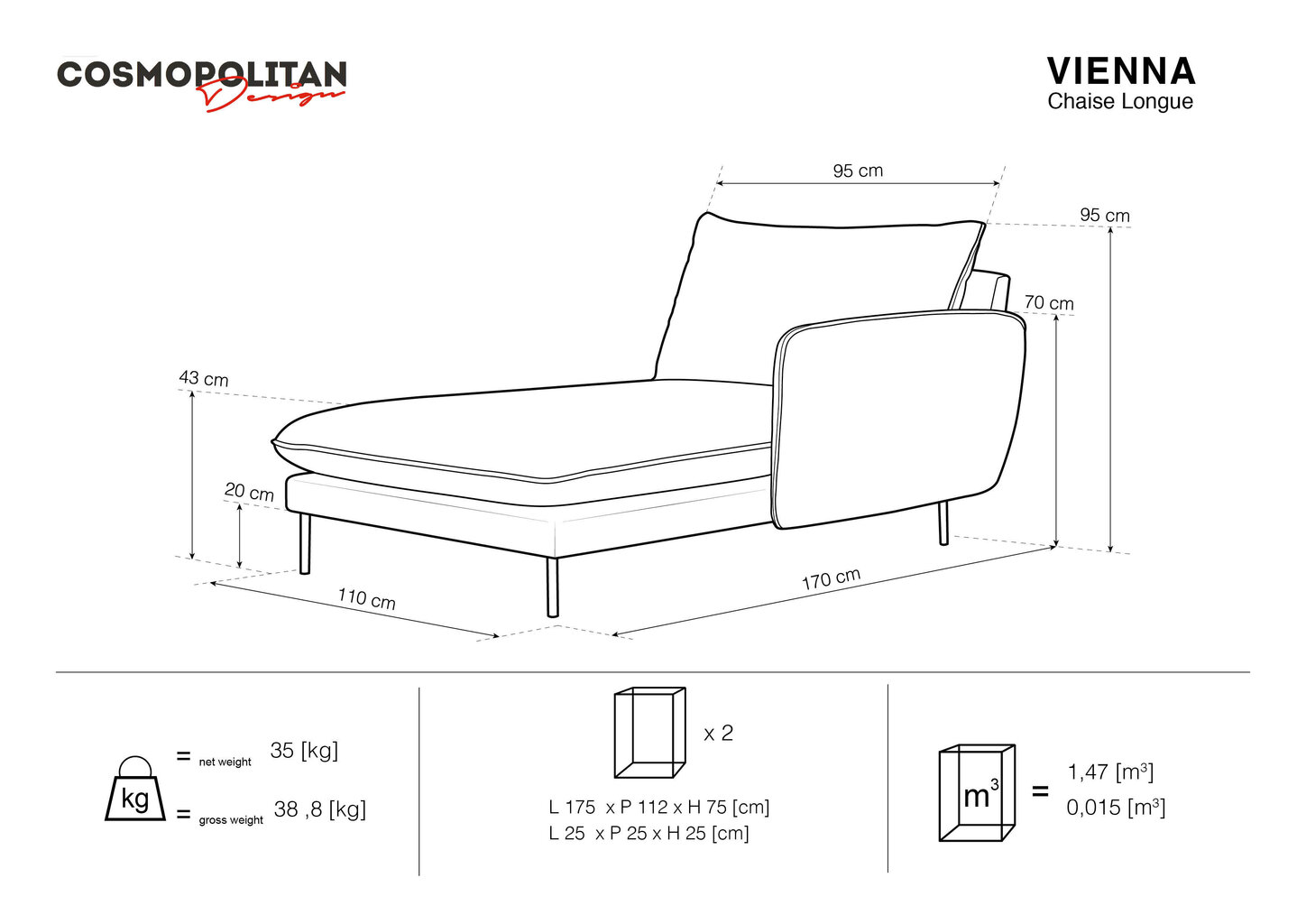 Kušett Cosmopolitan Design Vienna, kollane hind ja info | Diivanid ja diivanvoodid | kaup24.ee