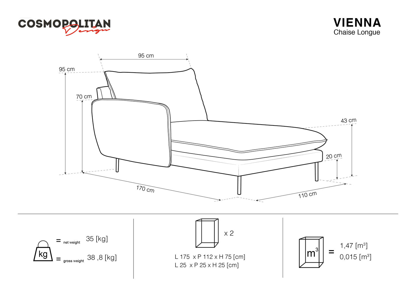 Kušett Cosmopolitan Design Vienna, kollane hind ja info | Diivanid ja diivanvoodid | kaup24.ee