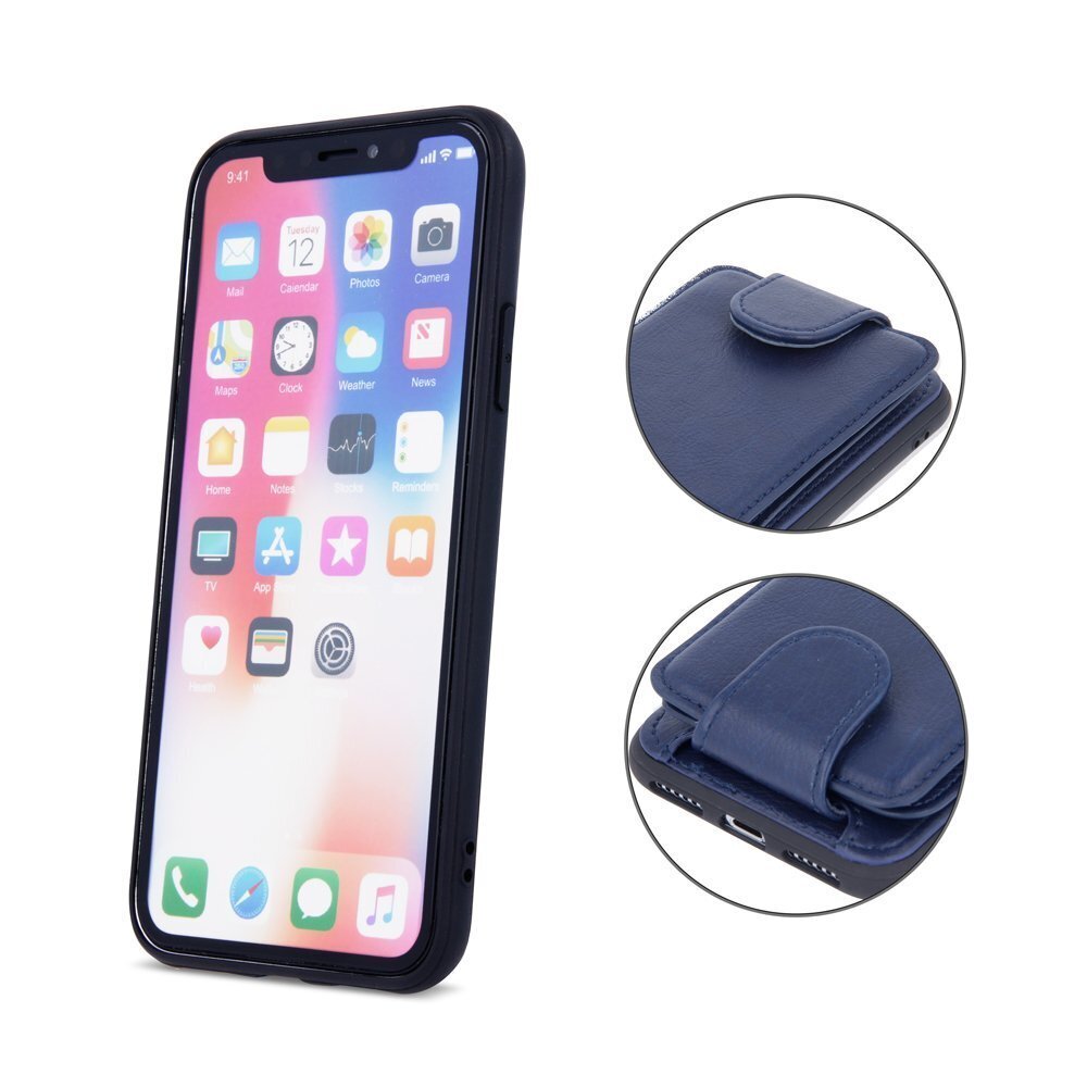 Mocco Smart Wallet Eco Leather Case - Card Holder For Apple iPhone X / XS Blue цена и информация | Telefoni kaaned, ümbrised | kaup24.ee