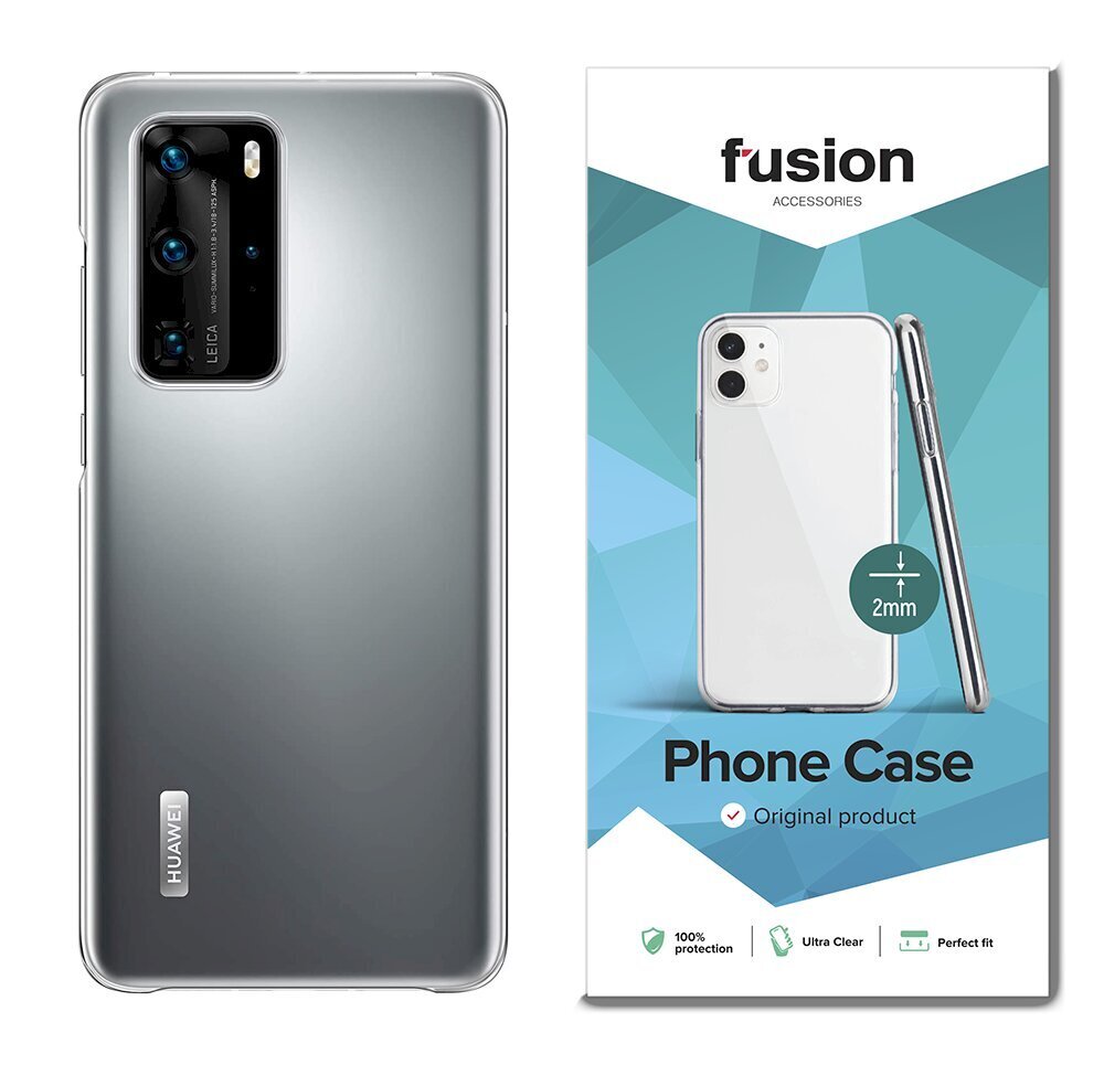 Silikoonist telefoniümbris Fusion Ultra Clear Series 2 mm Huawei P40 Pro, läbipaistev (EU Blister) цена и информация | Telefoni kaaned, ümbrised | kaup24.ee