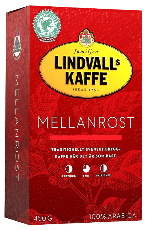 Jahvatatud kohv Lindvalls Mellanrost, 450 g hind ja info | Kohv, kakao | kaup24.ee