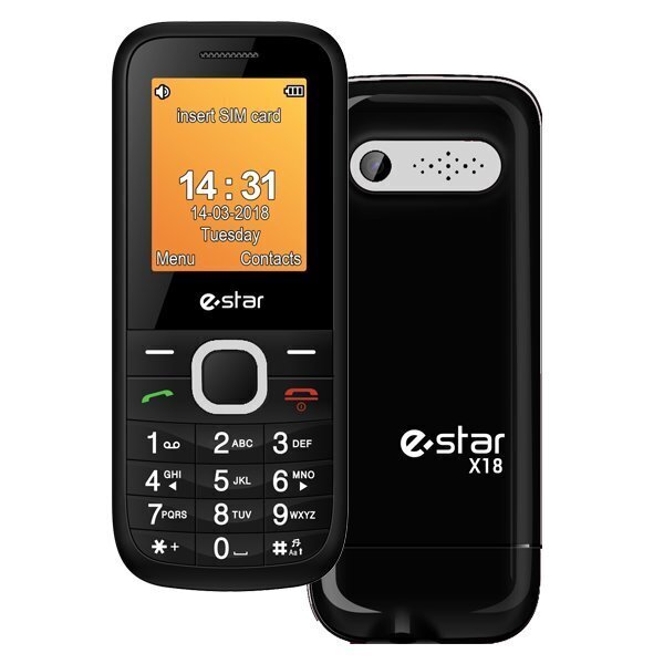 eStar X18, 0.5 GB, Dual SIM Black цена и информация | Telefonid | kaup24.ee