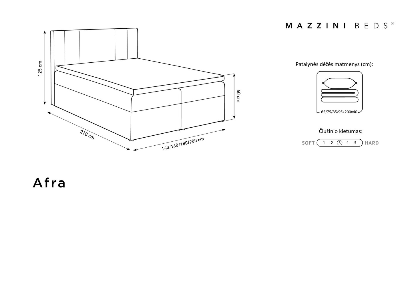 Voodi Mazzini Beds Afra 200x200 cm, hall hind ja info | Voodid | kaup24.ee