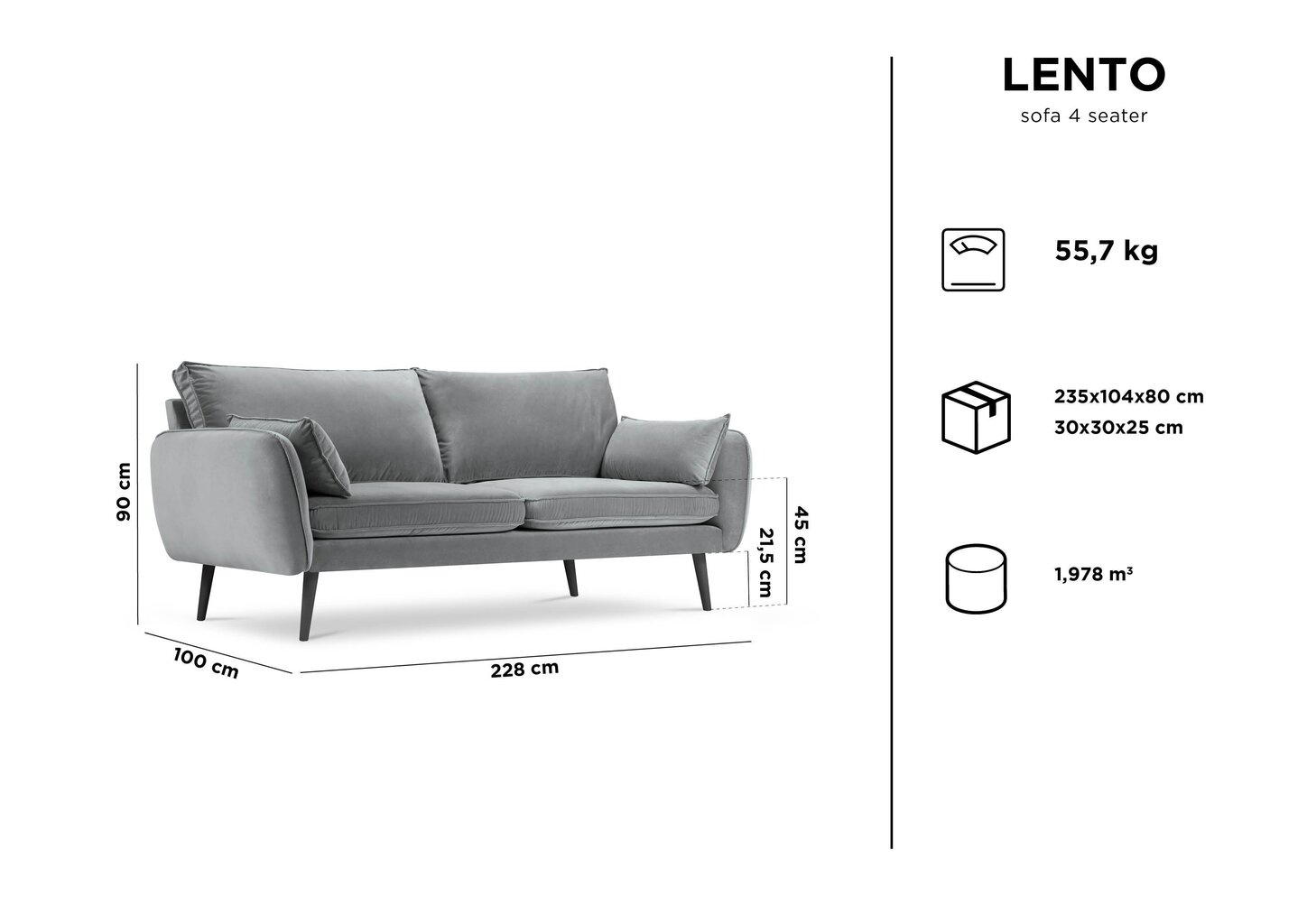 Neljakohaline diivan Kooko Home Lento, roheline/must hind ja info | Diivanid ja diivanvoodid | kaup24.ee