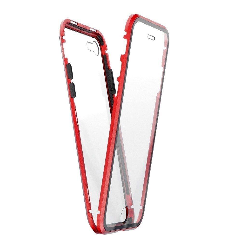 Telefoniümbris Magneto Case iPhone 12 / 12 Pro, punane/läbipaistev hind ja info | Telefoni kaaned, ümbrised | kaup24.ee