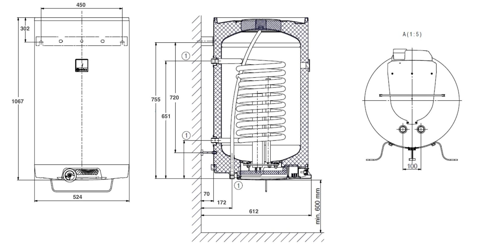 Kombineeritud boiler OKC 125 l, vertikaalne цена и информация | Boilerid | kaup24.ee