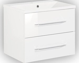 Нижний шкафчик с раковиной Fackelmann B.clever 60, белый цена и информация | Шкафчики для ванной | kaup24.ee
