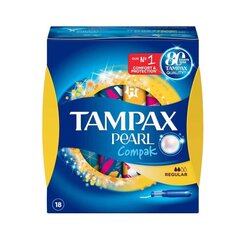 Тампоны Tampax Compak Pearl Regular 18 шт. цена и информация | Тампоны, гигиенические прокладки для критических дней, ежедневные прокладки | kaup24.ee