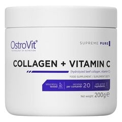 OstroVit Supreme Pure Collagen + C-vitamiin toidulisand (200 g) hind ja info | Vitamiinid, toidulisandid, preparaadid tervise heaoluks | kaup24.ee