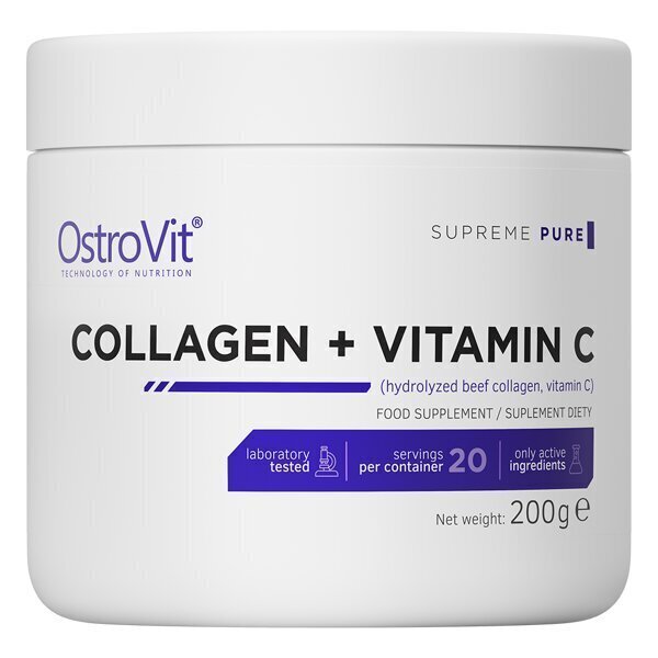 OstroVit Supreme Pure Collagen + C-vitamiin toidulisand (200 g) цена и информация | Vitamiinid, toidulisandid, preparaadid tervise heaoluks | kaup24.ee