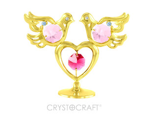 Два голубя и сердце на подставке с кристаллами SWAROVSKI, золотое покрытие. цена и информация | Другие подарки | kaup24.ee
