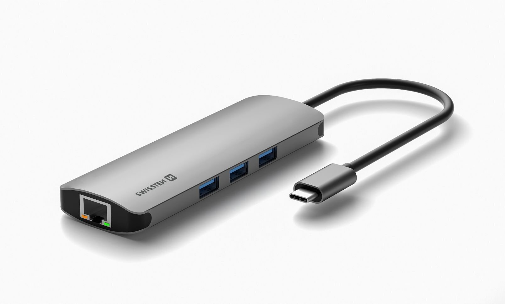 Swissten USB-C Hub 8in1 with 3X USB 3.0 / 1X USB-C Power Delivery / 1X microSD / 1X SD / 1x HDMI 4K / 1x LAN RJ45 / Aluminum body hind ja info | USB jagajad, adapterid | kaup24.ee