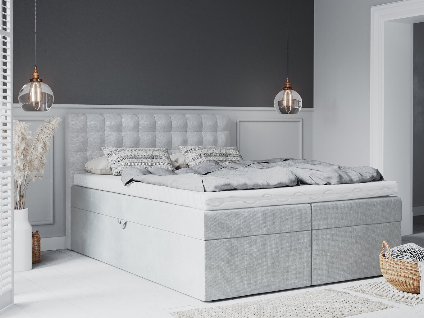 Voodi Mazzini Beds Jade 200x200 cm, helehall цена и информация | Voodid | kaup24.ee