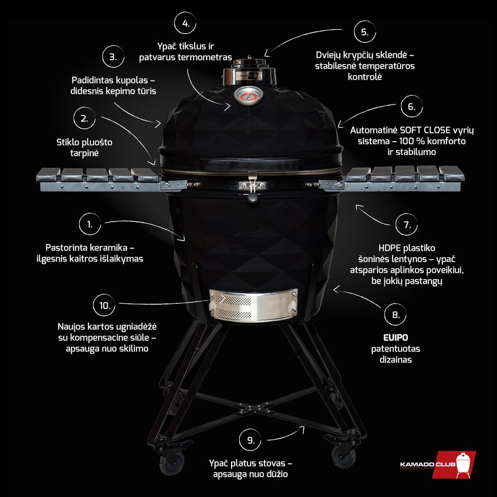 Keraamiline grill KamadoClub PRO 2, 59 cm, must цена и информация | Grillid | kaup24.ee