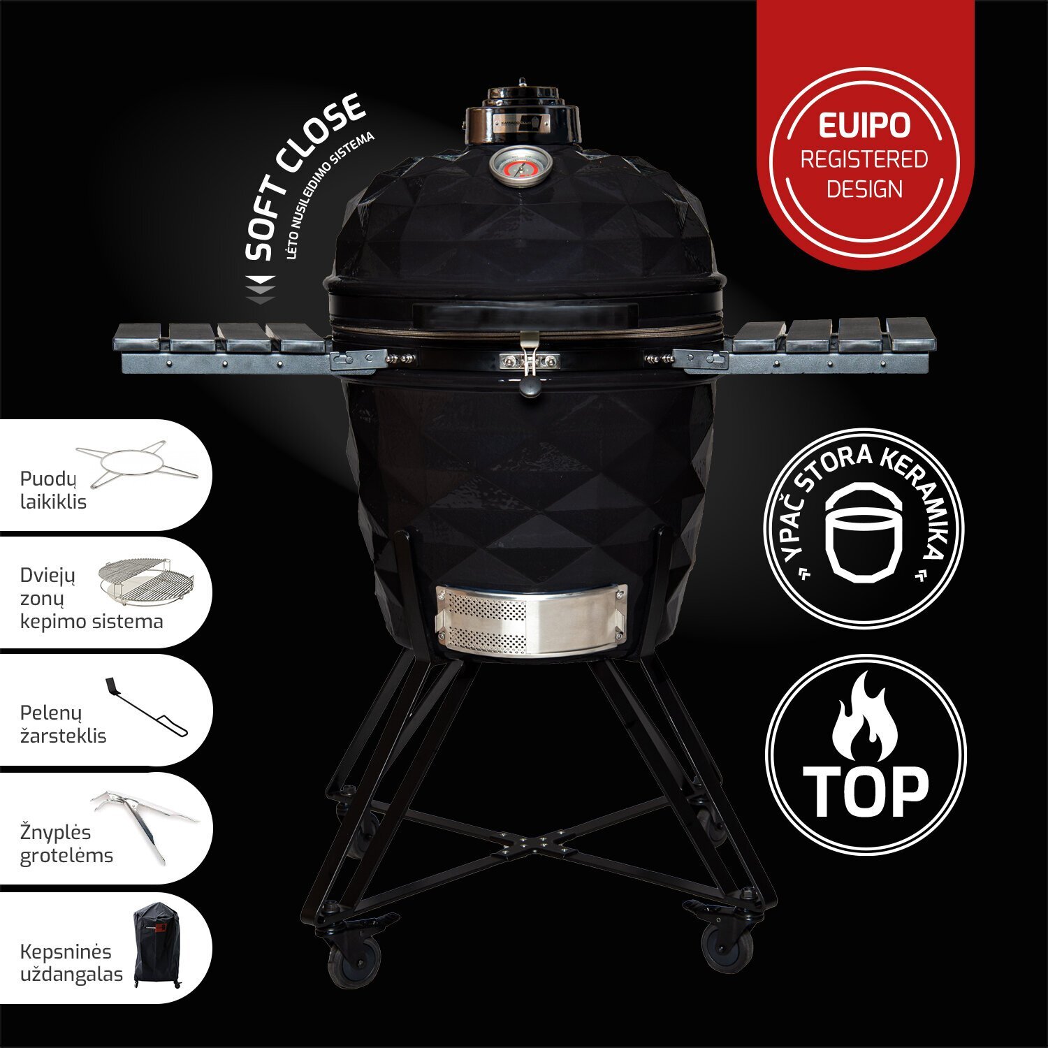 Keraamiline grill KamadoClub PRO 2, 59 cm, must hind | kaup24.ee