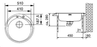 Valamu FRANKE ROL610-41 51cm linane hind ja info | Franke Sanitaartehnika, remont, küte | kaup24.ee