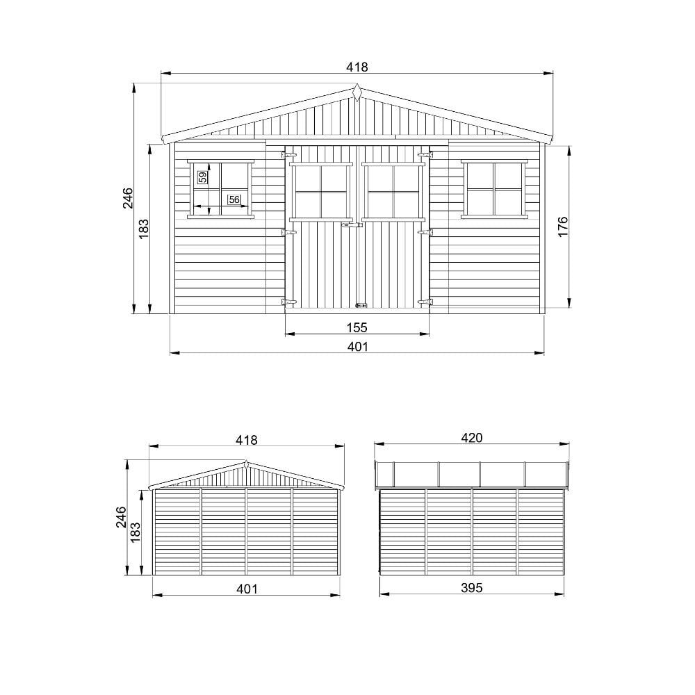 Puidust aiamaja Timbela M330 - A246 x 420 x 418 cm, pruun цена и информация | Kuurid ja aiamajad | kaup24.ee