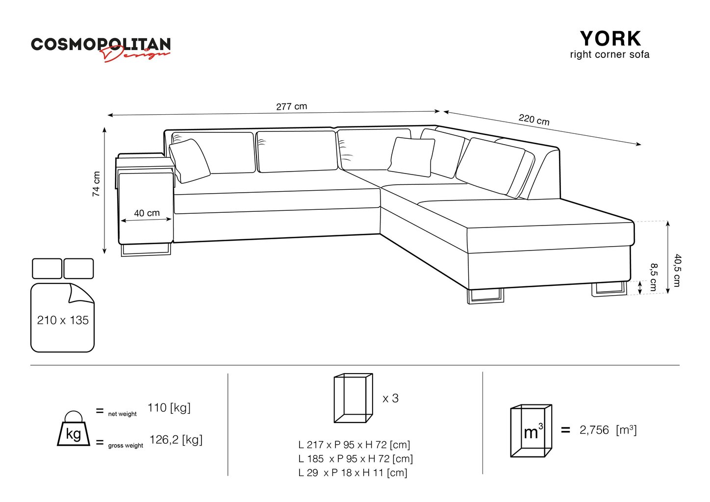 Pehme nurgadiivan Cosmopolitan Design York, beež цена и информация | Nurgadiivanid ja nurgadiivanvoodid | kaup24.ee