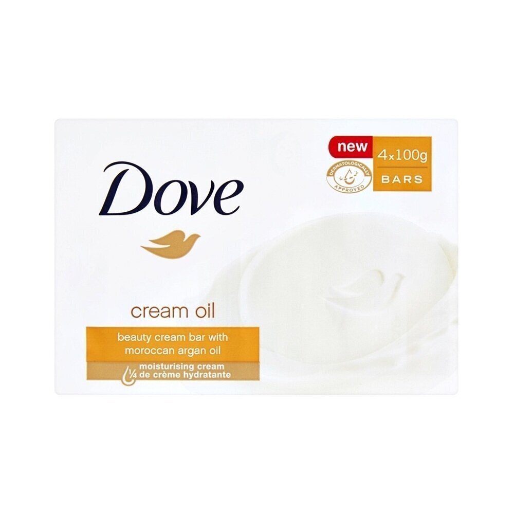 Seep Dove Cream Oil Beauty Bar With Moroccan Argan Oil 4 x 100 g hind ja info | Seebid | kaup24.ee
