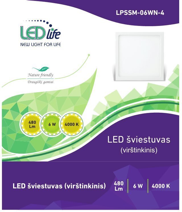 LEDlife LED laevalgusti 6W (ruut) цена и информация | Seinavalgustid | kaup24.ee