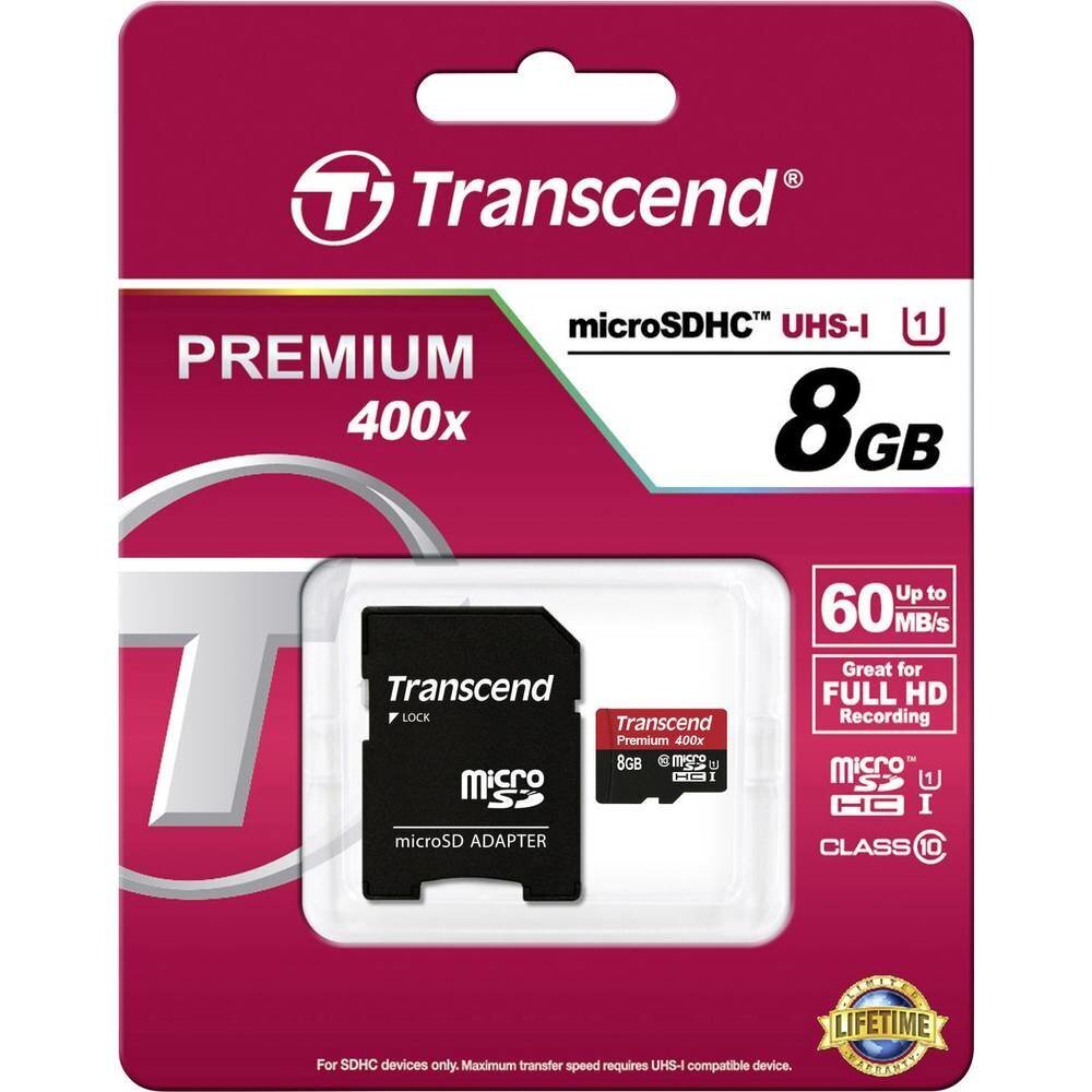 Transcend TS8GUSDU1 hind ja info | Fotoaparaatide mälukaardid | kaup24.ee