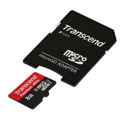 Карта памяти Transcend 8GB MicroSDHC Class10 UHS-1 + адаптер   цена и информация | Карты памяти для фотоаппаратов, камер | kaup24.ee