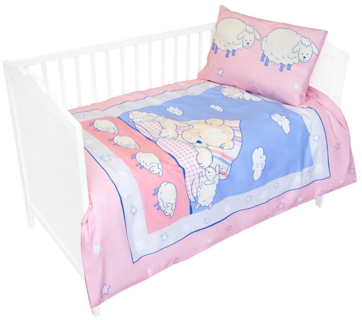 Laste voodipesukomplekt 2-osaline, Karu ja lambad, roosa hind ja info | Beebide ja laste voodipesu | kaup24.ee