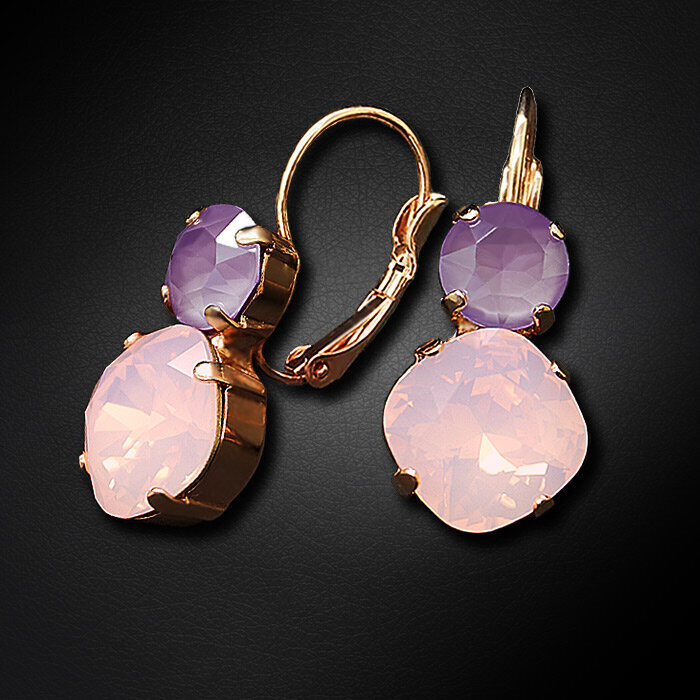 Naiste kõrvarõngad DiamondSky „Glare VI (Rose Water Opal / Lilac)“ koos Swarovski kristallidega цена и информация | Kõrvarõngad | kaup24.ee