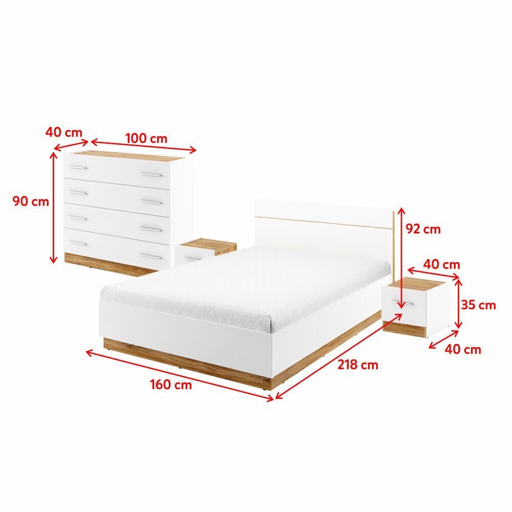 Magamistoa komplekt Selsey Montroy 160x200 cm, valge hind ja info | Magamistoamööbli komplektid | kaup24.ee