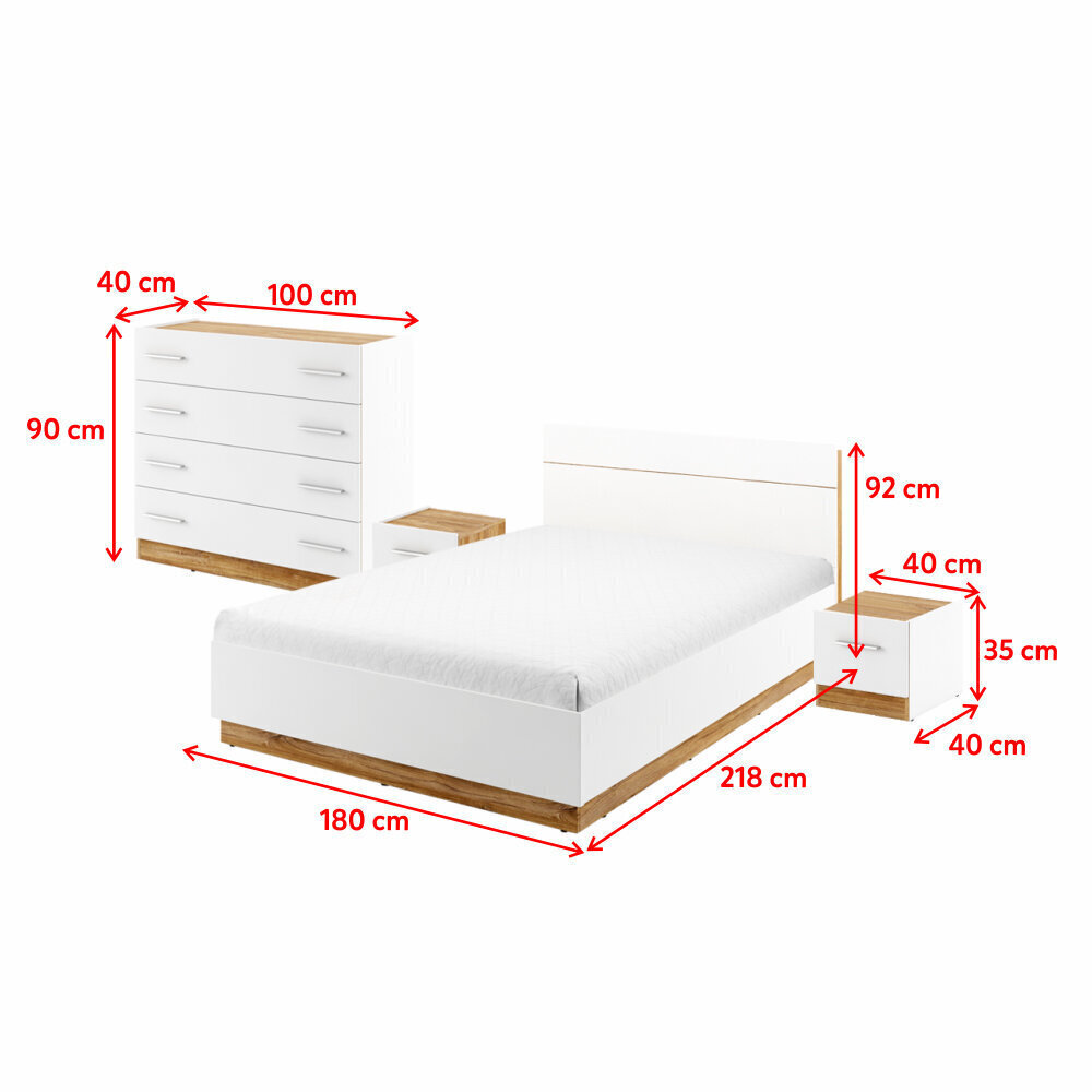 Magamistoa komplekt Selsey Montroy 180x200 cm, valge hind ja info | Magamistoamööbli komplektid | kaup24.ee