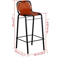 Барные стулья, 2 шт., настоящая кожа, 46x45x94 см цена и информация | Стулья для кухни и столовой | kaup24.ee