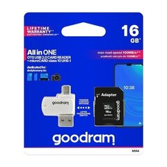 Goodram All In One 16GB Class 10/UHS 1 + Adapter + USB Reader цена и информация | GoodRam Накопители данных | kaup24.ee