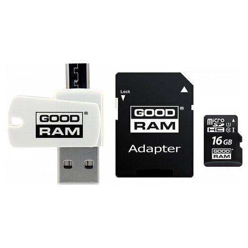 Goodram All In One 16GB Class 10/UHS 1 + Adapter + USB Reader hind ja info | Mälupulgad | kaup24.ee