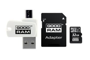 Goodram All In One 32GB Class 10/UHS 1 + Adapter + USB Reader hind ja info | Mälupulgad | kaup24.ee