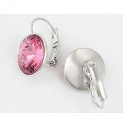 Klassikalised roodiumplaadiga kõrvarõngad ja roosad Swarovski kristallid hind ja info | Kõrvarõngad | kaup24.ee