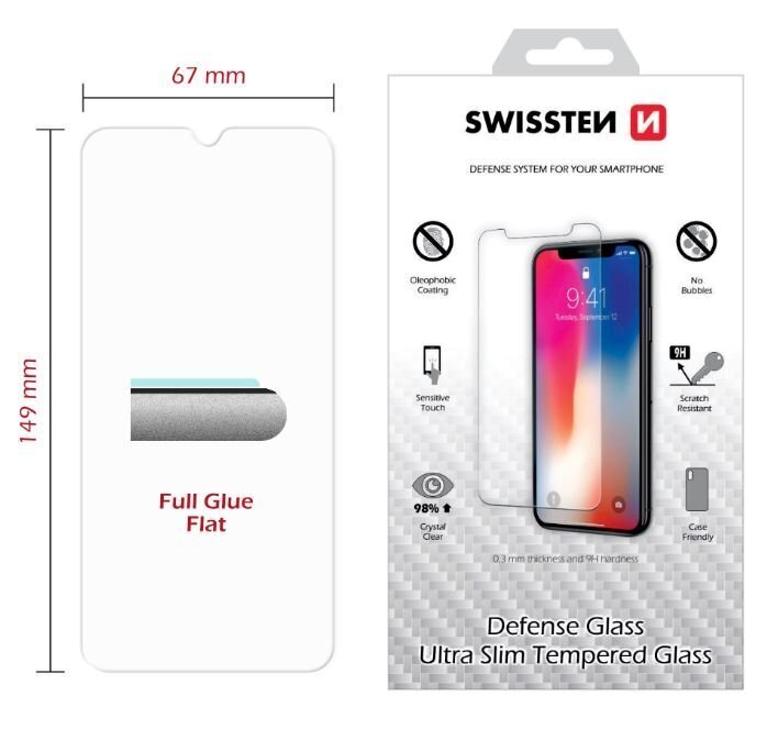 Swissten Ultra Slim Tempered Glass Premium 9H Screen Protector Xiaomi MI 9 hind ja info | Ekraani kaitsekiled | kaup24.ee