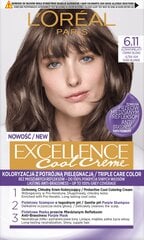 Краска для волос L'Oréal Paris Excellence Cool Creme, 6.11 Ultra Темно пепельная блондинка цена и информация | Краска для волос | kaup24.ee