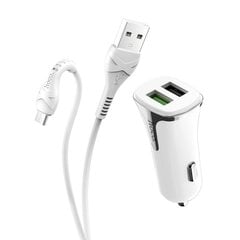 Автомобильная зарядка Hoco Z31 Quick Charge 3.0 (3.4A) с 2 USB портами + microUSB, белая цена и информация | Зарядные устройства для телефонов | kaup24.ee