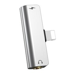 Audio adapter Hoco LS25 alates Apple Lightning kuni Lightning + 3,5mm hõbedane цена и информация | Кабели для телефонов | kaup24.ee