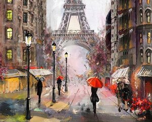Maalimine numbrite järgi 40x50 cm "Paris in the Rain" цена и информация | Живопись по номерам | kaup24.ee