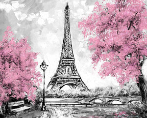 Maalimine numbrite järgi 40x50 cm "Eiffel Tower in Bloom" цена и информация | Живопись по номерам | kaup24.ee