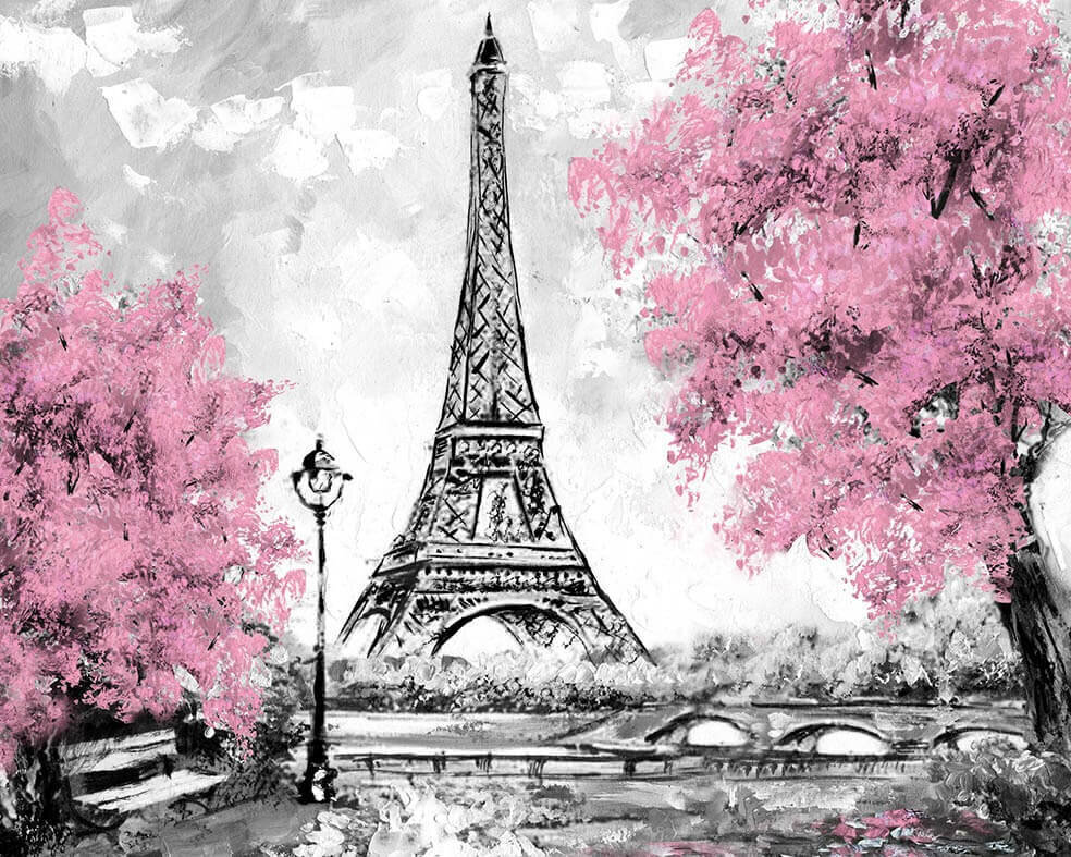 Maalimine numbrite järgi 40x50 cm "Eiffel Tower in Bloom" hind ja info | Maalid numbri järgi | kaup24.ee