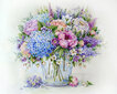 Maalimine numbrite järgi 40x50 cm "Summer Bouquet with Blue Hydrangea" hind ja info | Maalid numbri järgi | kaup24.ee