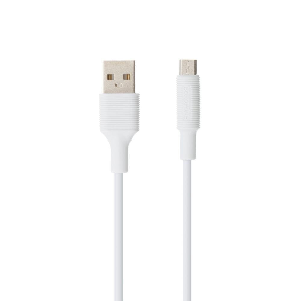 Laadimisjuhe Borofone BX1 microUSB 1.0m, valge hind ja info | Mobiiltelefonide kaablid | kaup24.ee