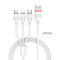 Laadimisjuhe Borofone BX17 3in1 microUSB-Lightning-Type-C, valge hind ja info | Mobiiltelefonide kaablid | kaup24.ee