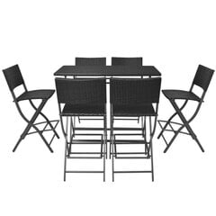 Комплект уличной мебели для столовой зоны, 7 ч., искусственный ротанг, черный цена и информация | Комплекты уличной мебели | kaup24.ee